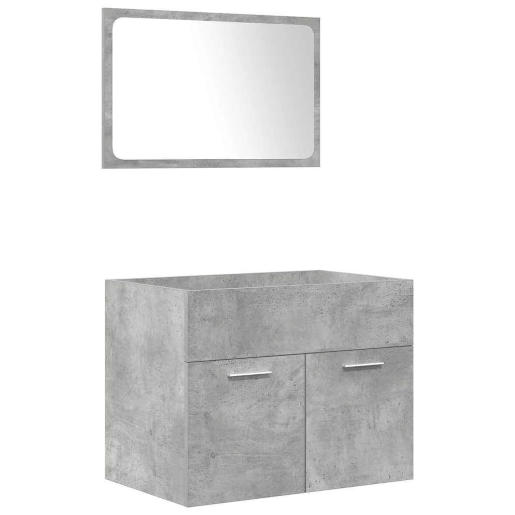 vidaXL 4 Piece Bathroom Furniture Set Concrete Grey Engineered Wood 6