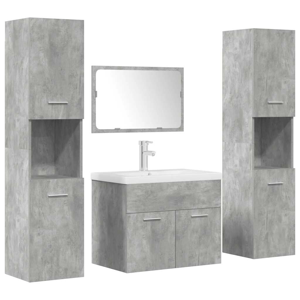 vidaXL 5 Piece Bathroom Furniture Set Concrete Grey Engineered Wood 2