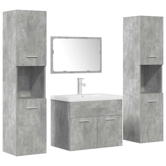5 Piece Bathroom Furniture Set Engineered Wood Concrete Grey 60 cm