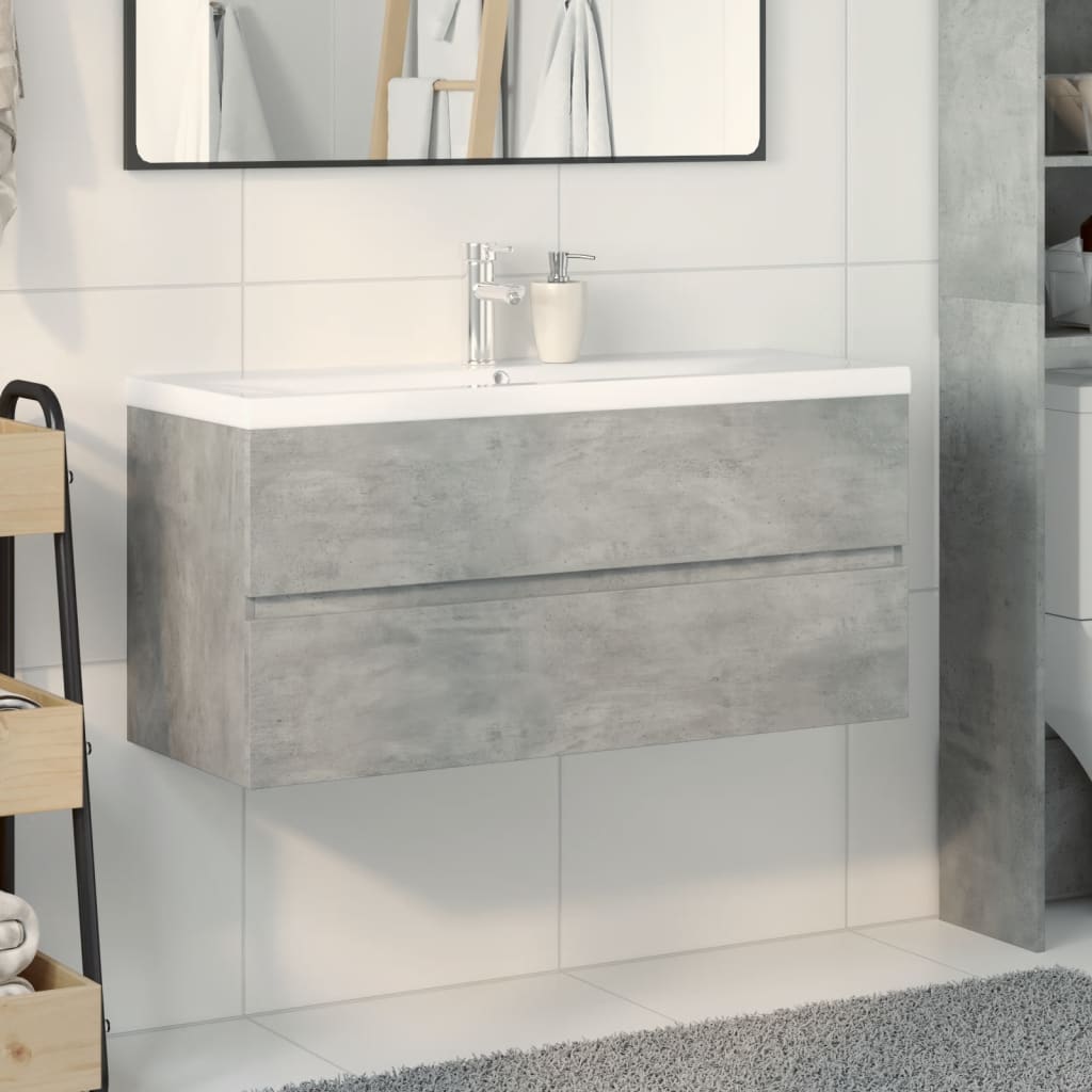 vidaXL 2 Piece Bathroom Furniture Set Concrete Grey Engineered Wood 3