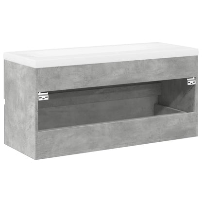 vidaXL 2 Piece Bathroom Furniture Set Concrete Grey Engineered Wood 6