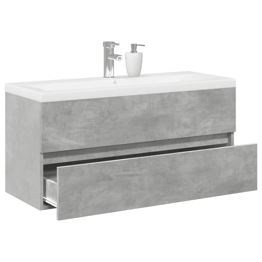 vidaXL 2 Piece Bathroom Furniture Set Concrete Grey Engineered Wood 1