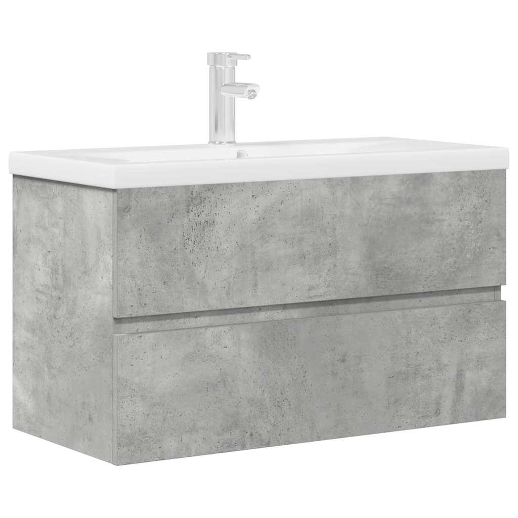 vidaXL 2 Piece Bathroom Furniture Set Concrete Grey Engineered Wood 2