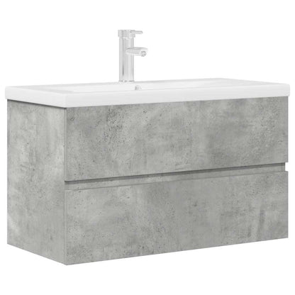 vidaXL 2 Piece Bathroom Furniture Set Concrete Grey Engineered Wood 2
