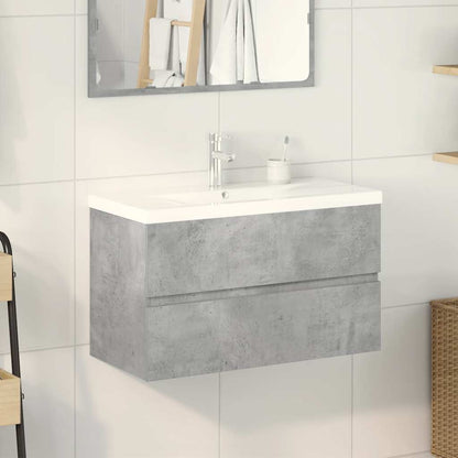 vidaXL 2 Piece Bathroom Furniture Set Concrete Grey Engineered Wood 3