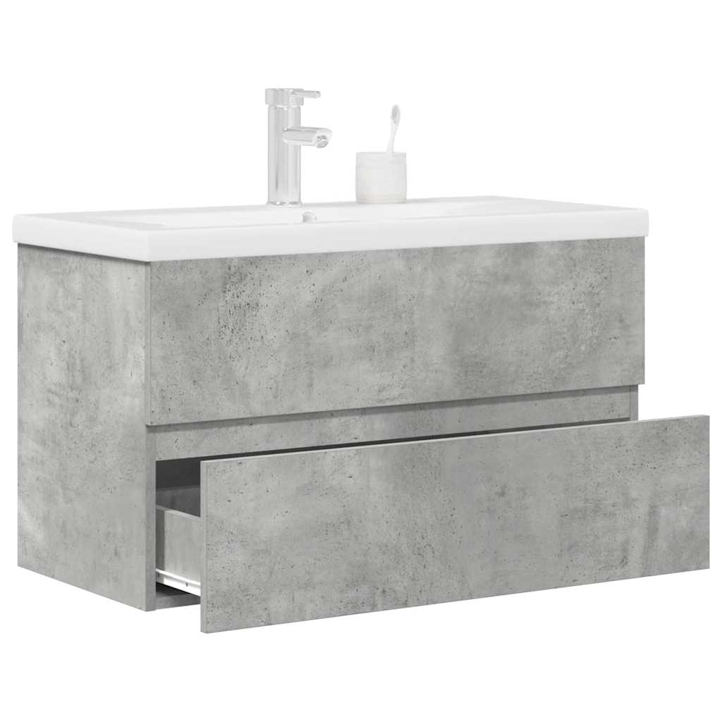 vidaXL 2 Piece Bathroom Furniture Set Concrete Grey Engineered Wood 1