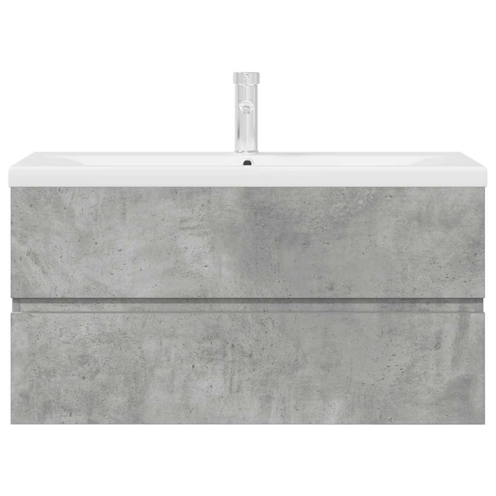 vidaXL 2 Piece Bathroom Furniture Set Concrete Grey Engineered Wood 4