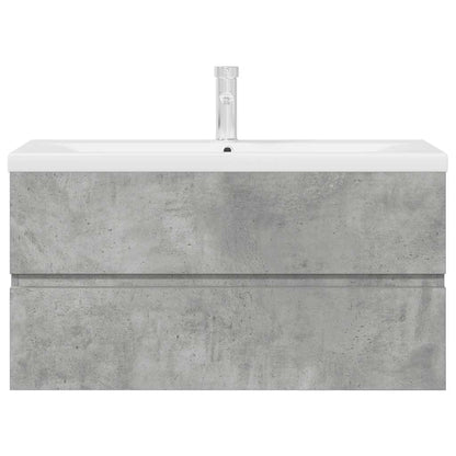 vidaXL 2 Piece Bathroom Furniture Set Concrete Grey Engineered Wood 4