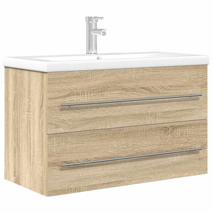 vidaXL 2 Piece Bathroom Furniture Set Sonoma Oak Engineered Wood 2