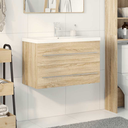 vidaXL 2 Piece Bathroom Furniture Set Sonoma Oak Engineered Wood 3