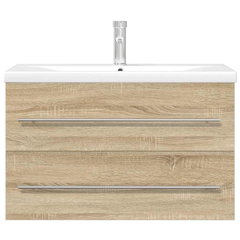 vidaXL 2 Piece Bathroom Furniture Set Sonoma Oak Engineered Wood 4
