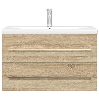vidaXL 2 Piece Bathroom Furniture Set Sonoma Oak Engineered Wood 4
