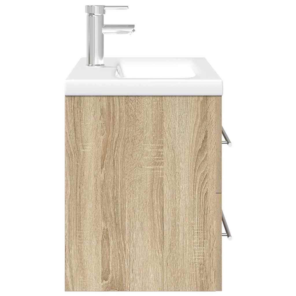 vidaXL 2 Piece Bathroom Furniture Set Sonoma Oak Engineered Wood 6