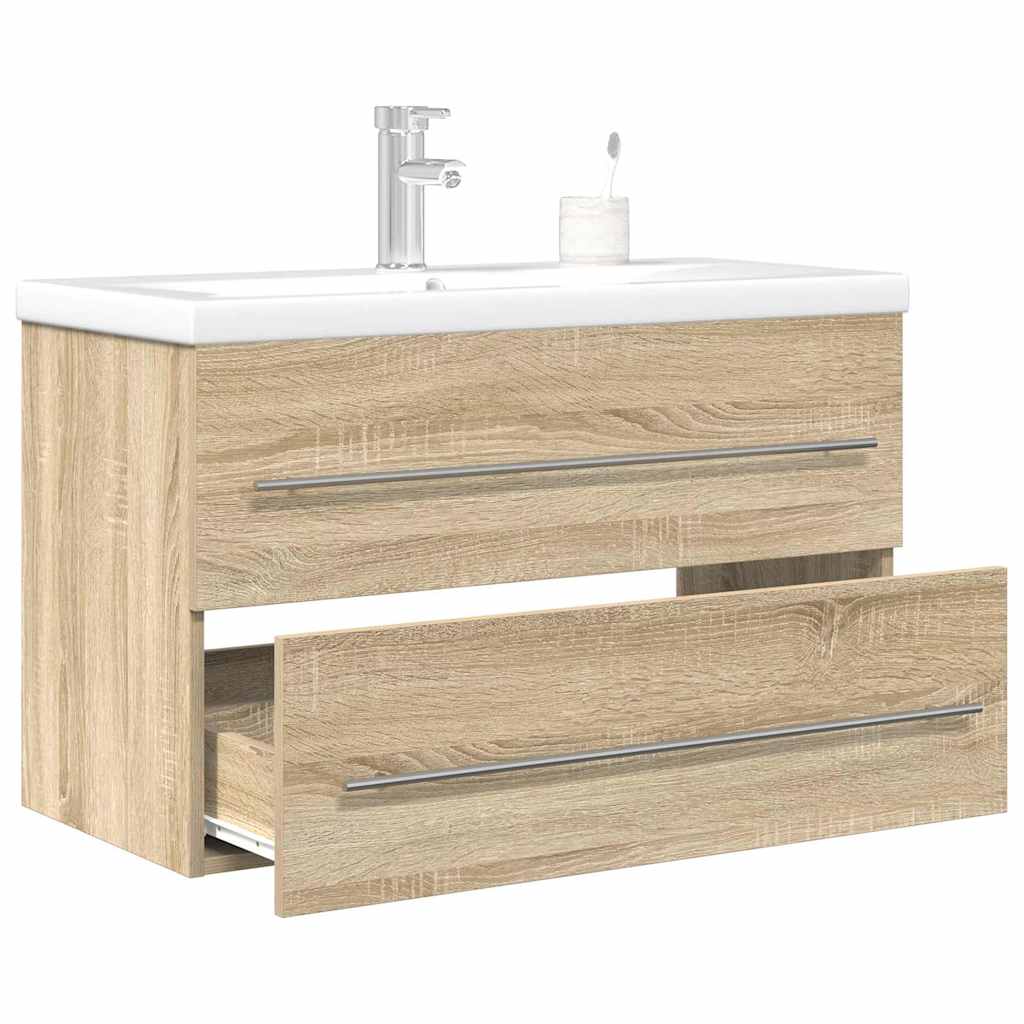 vidaXL 2 Piece Bathroom Furniture Set Sonoma Oak Engineered Wood 1