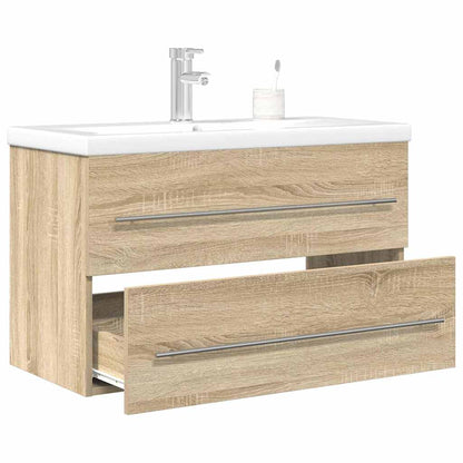 vidaXL 2 Piece Bathroom Furniture Set Sonoma Oak Engineered Wood 1