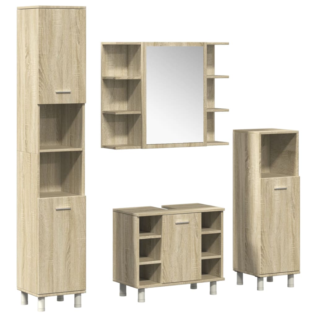 vidaXL 4 Piece Bathroom Furniture set Sonoma Oak Engineered Wood 2