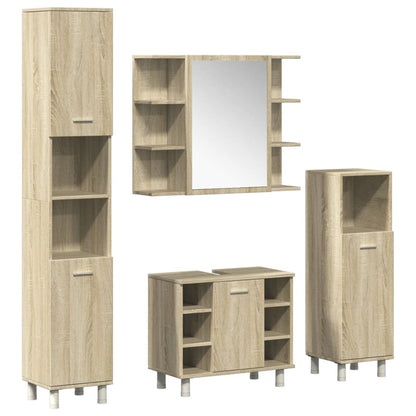 vidaXL 4 Piece Bathroom Furniture set Sonoma Oak Engineered Wood 2