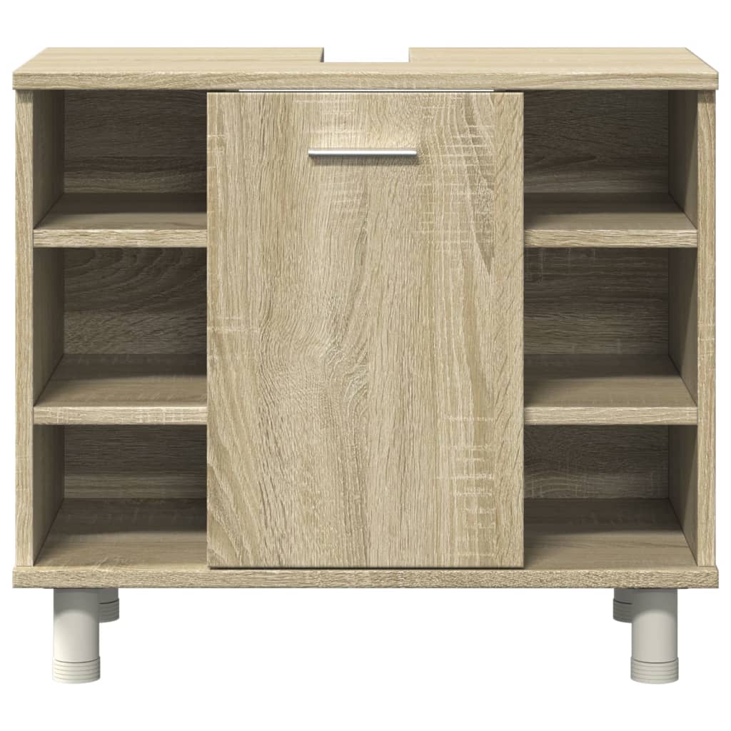 vidaXL 4 Piece Bathroom Furniture set Sonoma Oak Engineered Wood 5