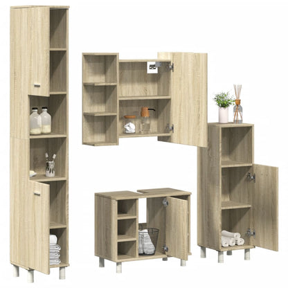 vidaXL 4 Piece Bathroom Furniture set Sonoma Oak Engineered Wood 1