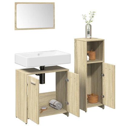 3 Piece Bathroom Furniture Set Engineered Wood Sonoma oak