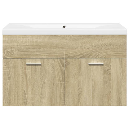 Sink Cabinet with Built-in Basin Engineered Wood 80 x 38.5 x 46 cm Sonoma oak without faucet