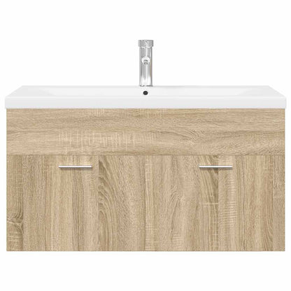 vidaXL Bathroom Sink Cabinet with Built-in Basin Sonoma Oak 4
