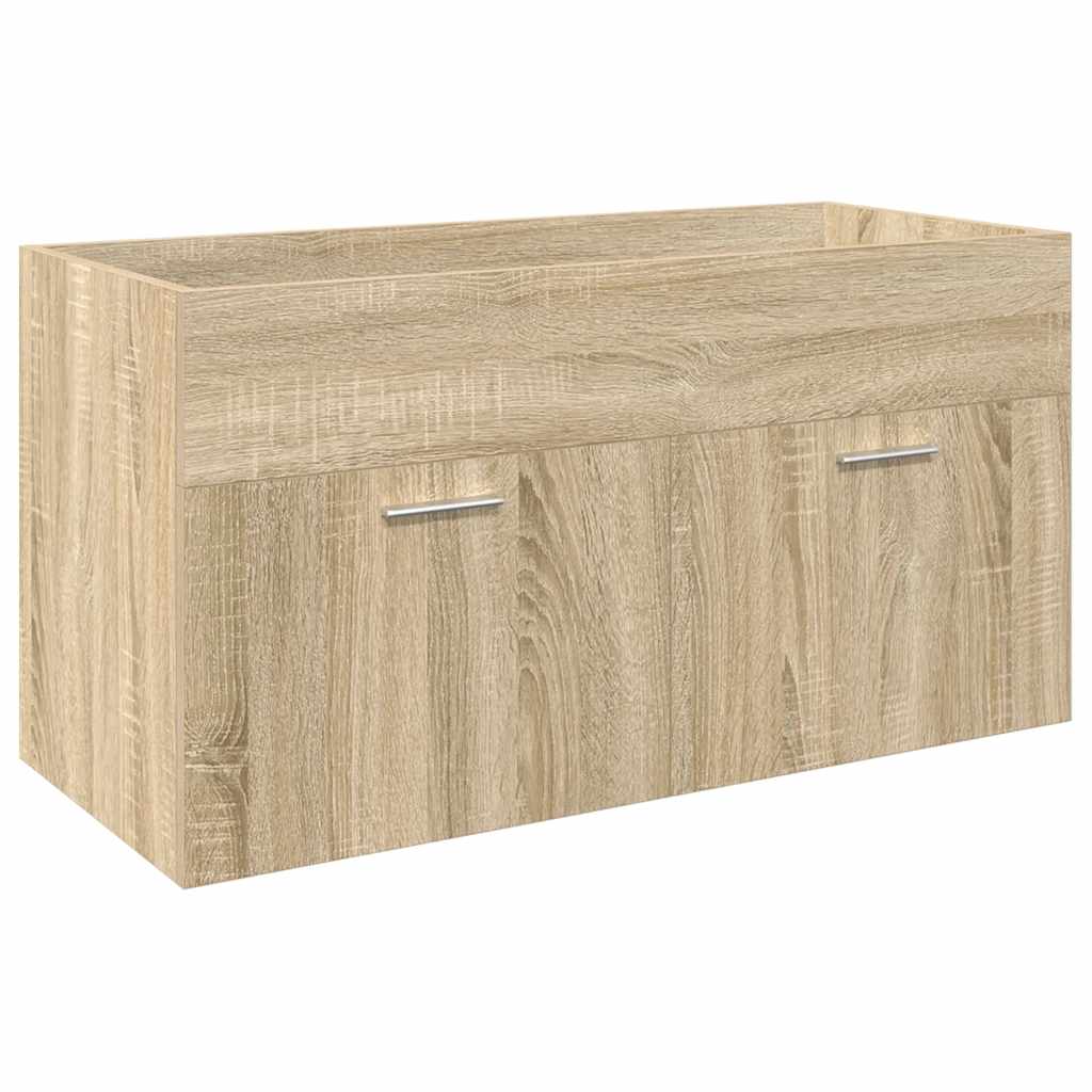 vidaXL Bathroom Sink Cabinet with Built-in Basin Sonoma Oak 5