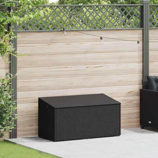 Garden Storage Box Poly Rattan Black 110 x 50 x 58 cm