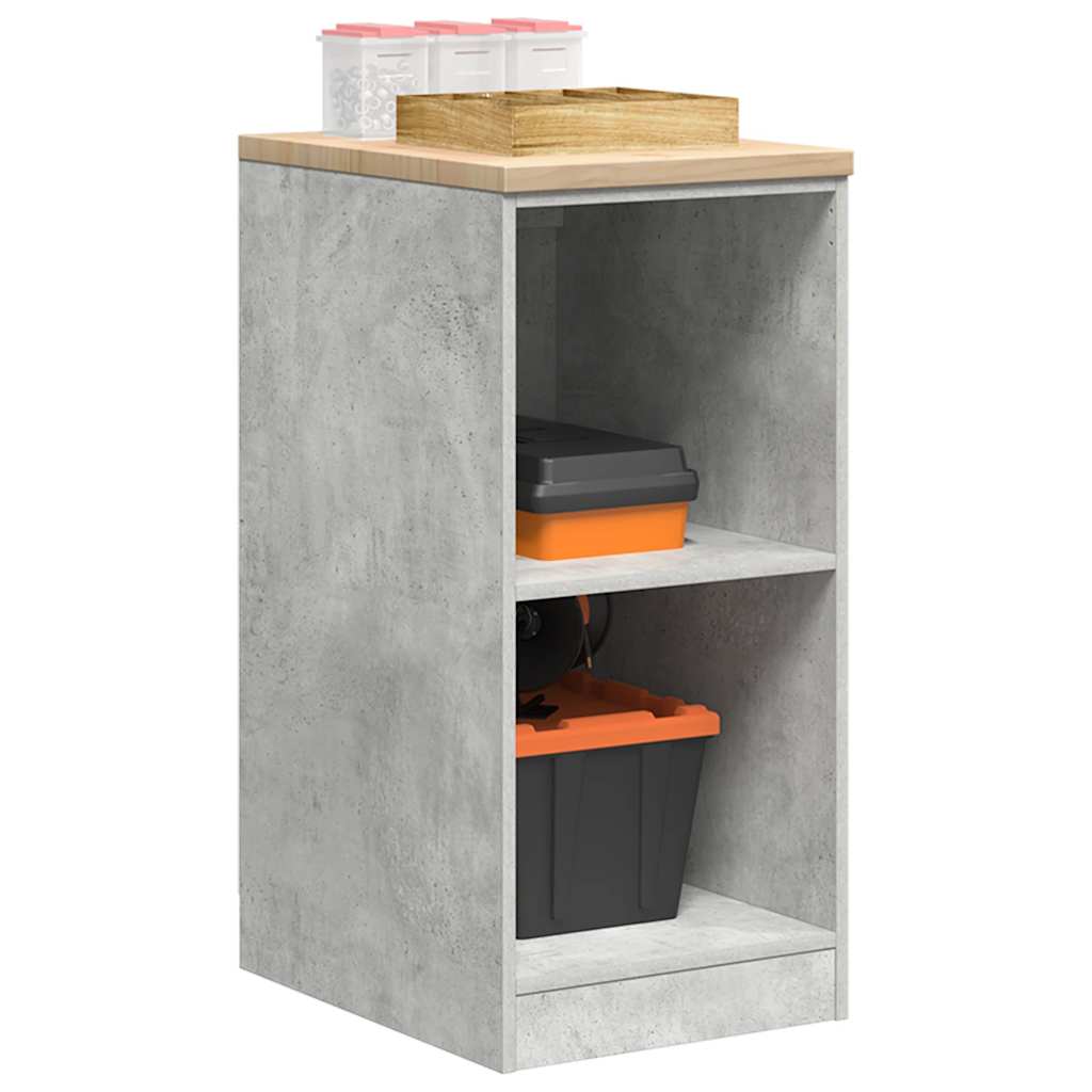 Garage Storage Cabinet Solid Wood Pine 40 x 51 x 85 cm 2 Shelves Concrete grey
