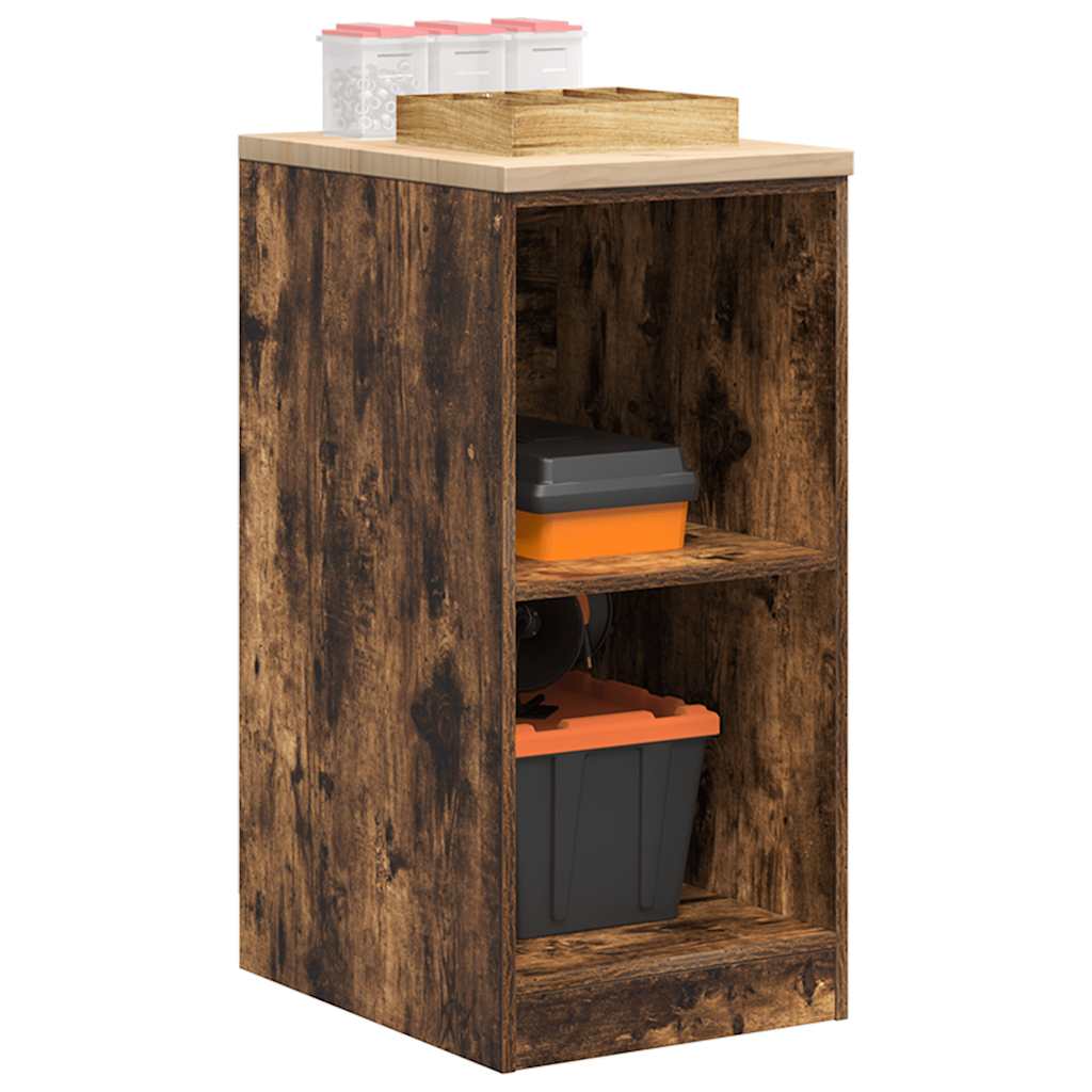 Garage Storage Cabinet Solid Wood Pine 40 x 51 x 85 cm 2 Shelves Smoked oak