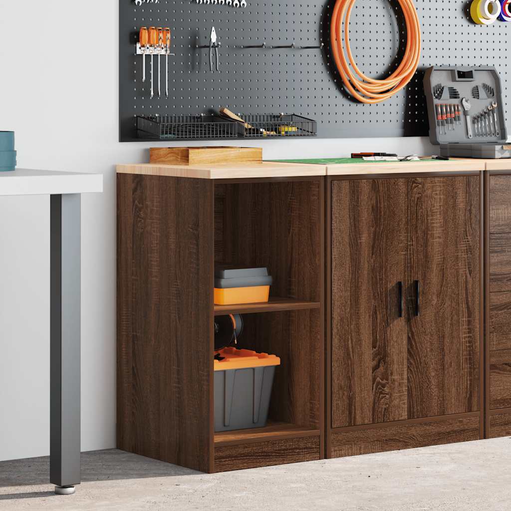 Garage Storage Cabinet Solid Wood Pine 40 x 51 x 85 cm 2 Shelves Brown oak