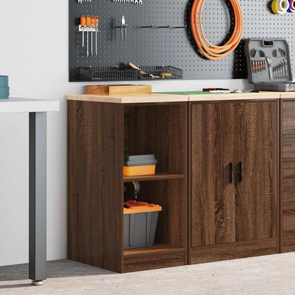 Garage Storage Cabinet Solid Wood Pine 40 x 51 x 85 cm 2 Shelves Brown oak
