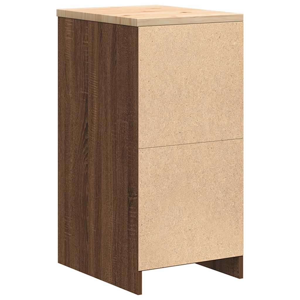 Garage Storage Cabinet Solid Wood Pine 40 x 51 x 85 cm 2 Shelves Brown oak