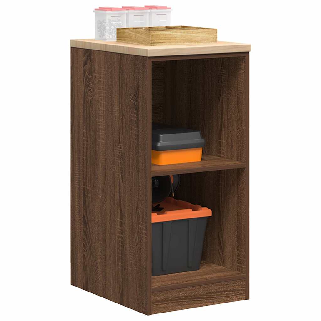 Garage Storage Cabinet Solid Wood Pine 40 x 51 x 85 cm 2 Shelves Brown oak