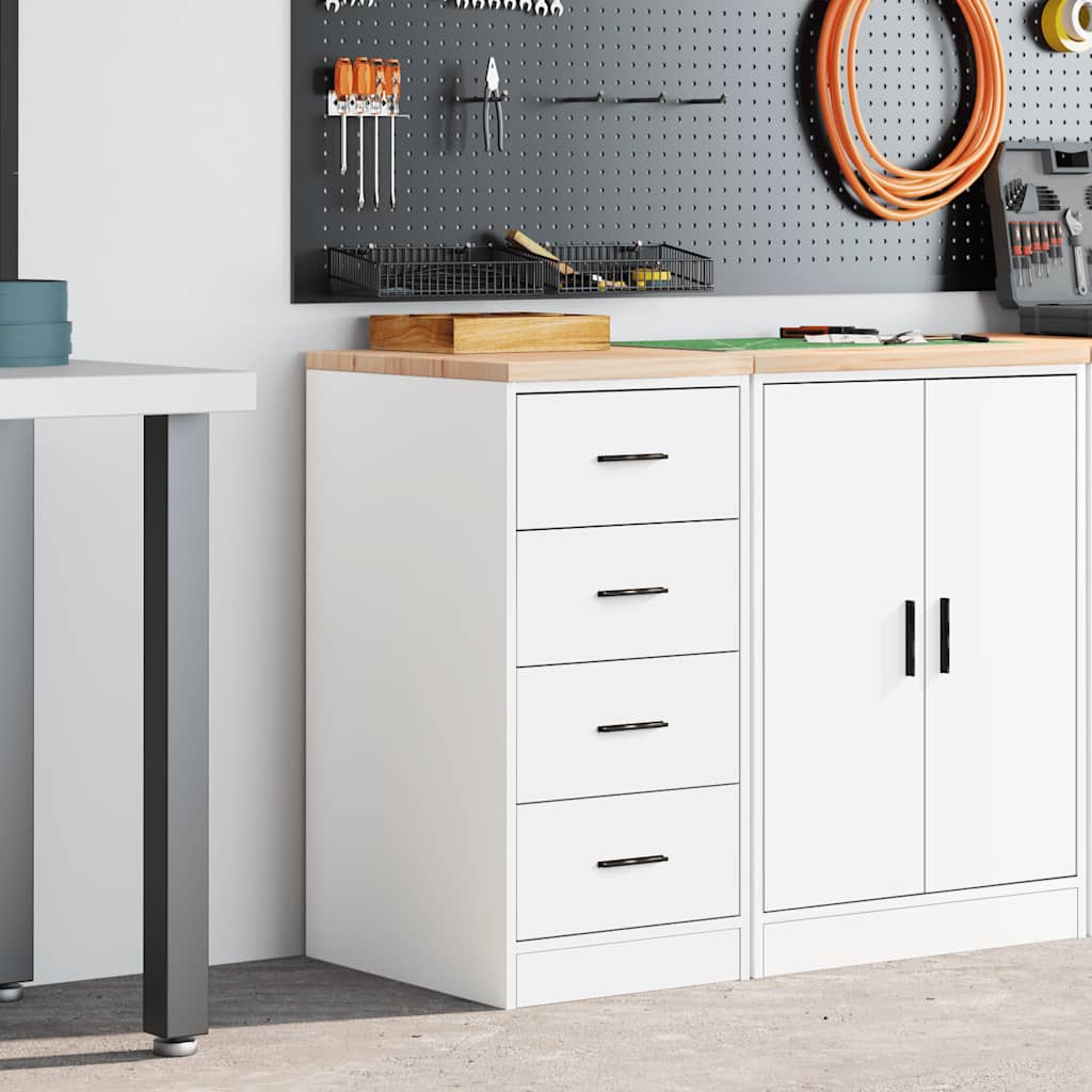 Garage Storage Cabinet Solid Wood Pine 40 x 51 x 85 cm 4 Drawers White