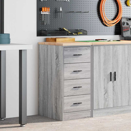 Garage Storage Cabinet Solid Wood Pine 40 x 51 x 85 cm 4 Drawers Grey sonoma