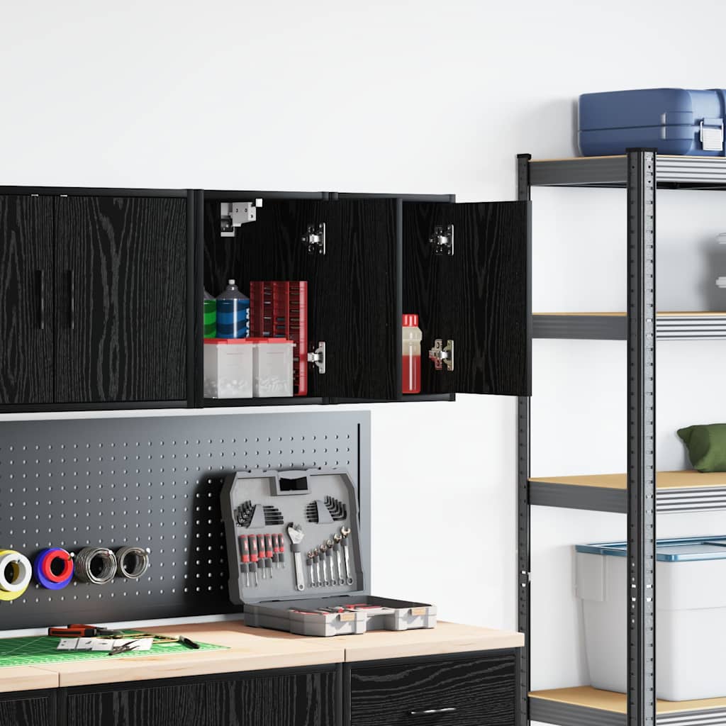 Garage Wall Cabinets Engineered Wood 2 pcs 30 x 30 x 41 cm Black