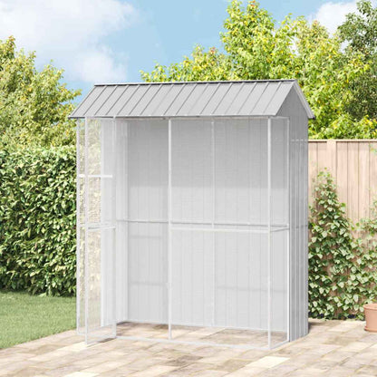 vidaXL Bird Cage with Storage Grey 215 x 110 x 247 cm Galvanised Steel 1