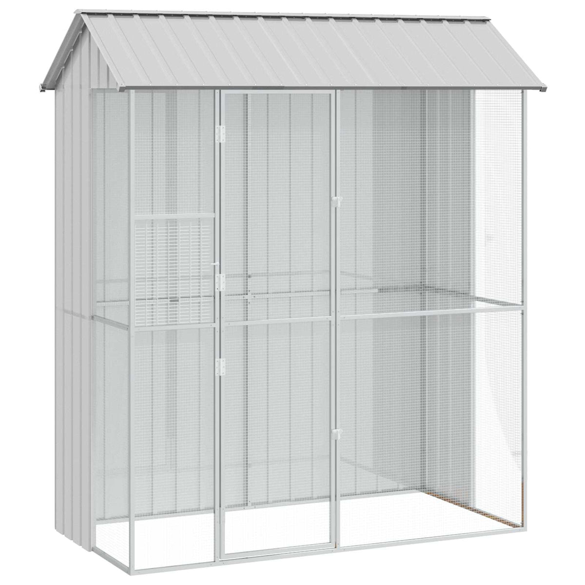 vidaXL Bird Cage with Storage Grey 215 x 110 x 247 cm Galvanised Steel 2