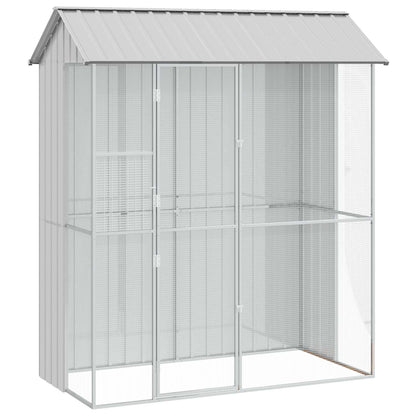 vidaXL Bird Cage with Storage Grey 215 x 110 x 247 cm Galvanised Steel 2