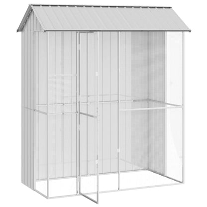 vidaXL Bird Cage with Storage Grey 215 x 110 x 247 cm Galvanised Steel 3