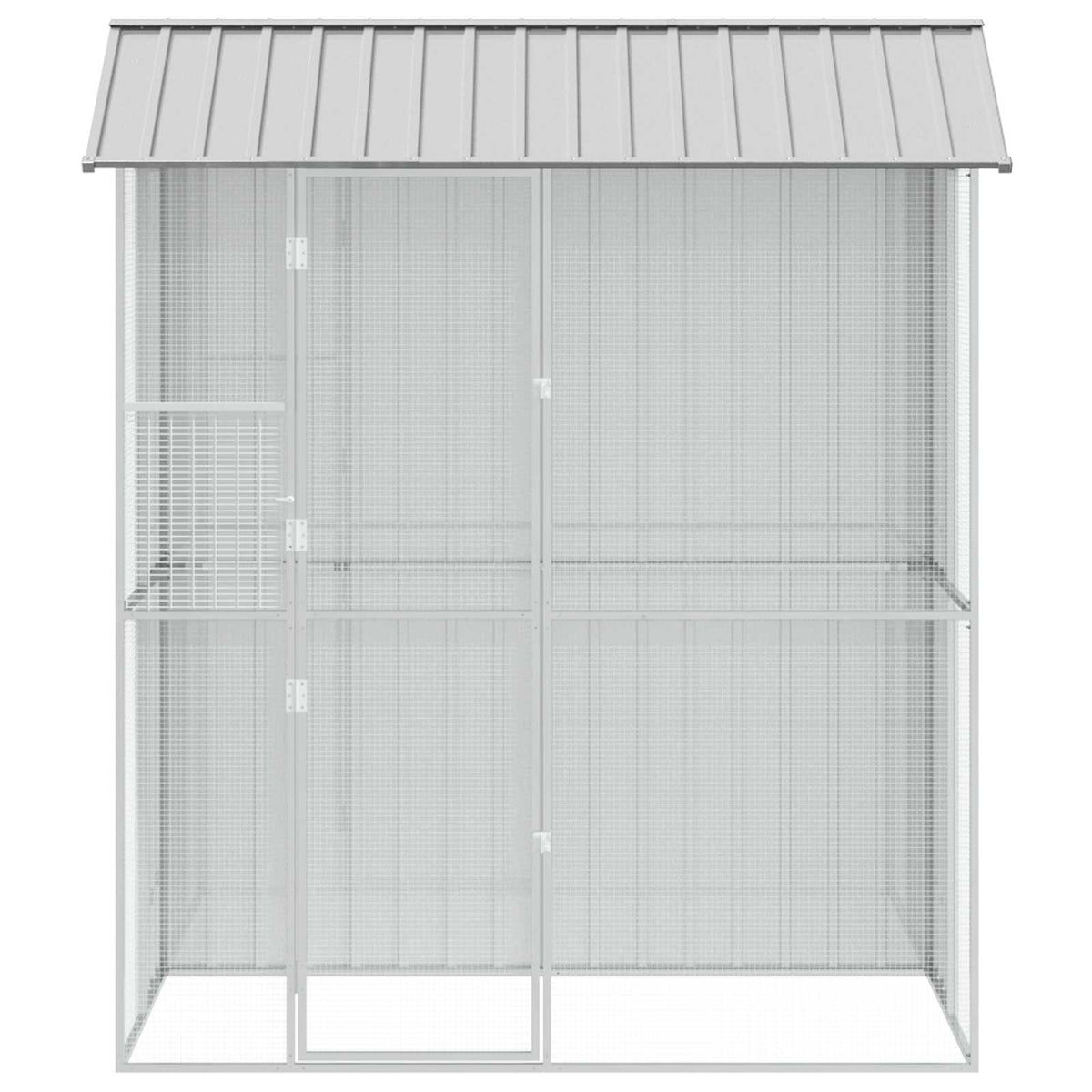 vidaXL Bird Cage with Storage Grey 215 x 110 x 247 cm Galvanised Steel 4