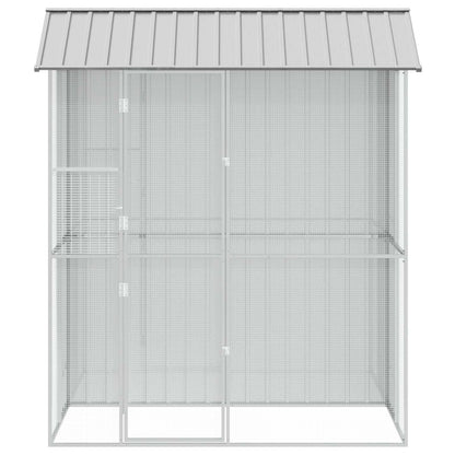 vidaXL Bird Cage with Storage Grey 215 x 110 x 247 cm Galvanised Steel 4