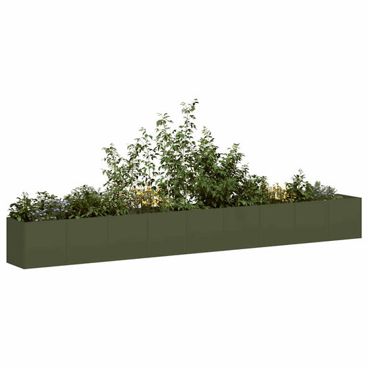 Planter 360x40x40 cm Cold-rolled Steel Olive green