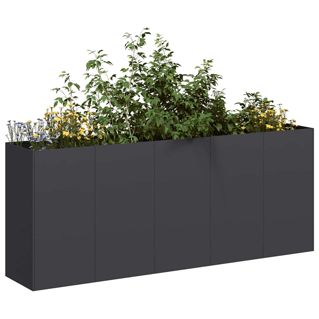 Planter 200x40x80 cm Cold-rolled Steel Black