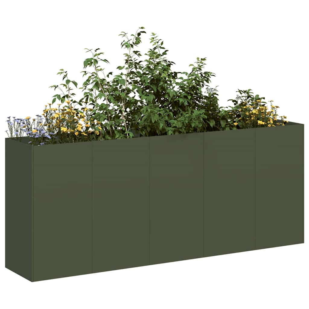 Planter 200x40x80 cm Cold-rolled Steel Olive green