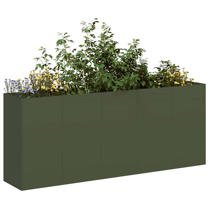Planter 200x40x80 cm Cold-rolled Steel Olive green