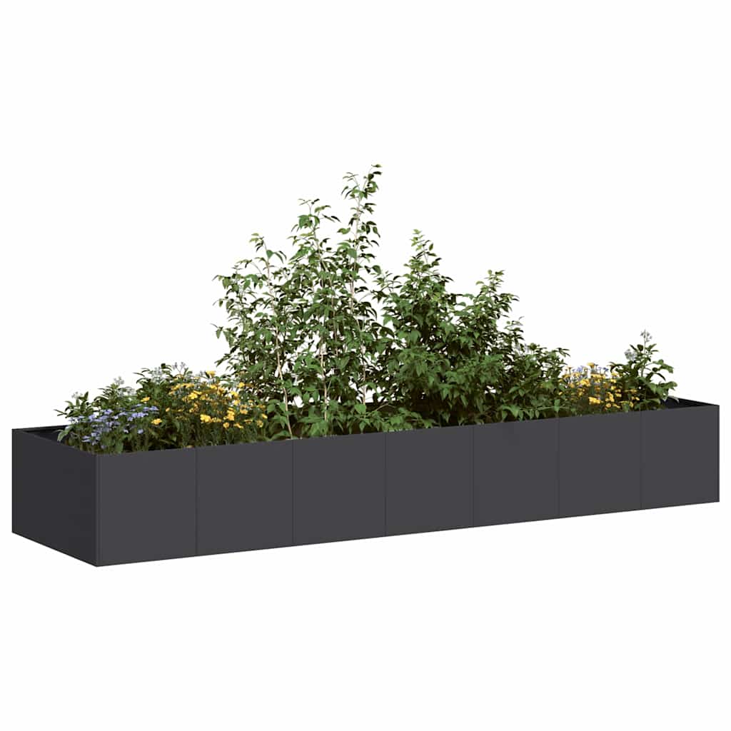 Planter 280x80x40 cm Steel Black