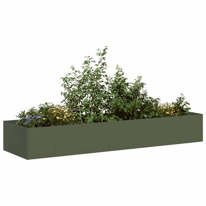 Planter 280x80x40 cm Steel Olive green