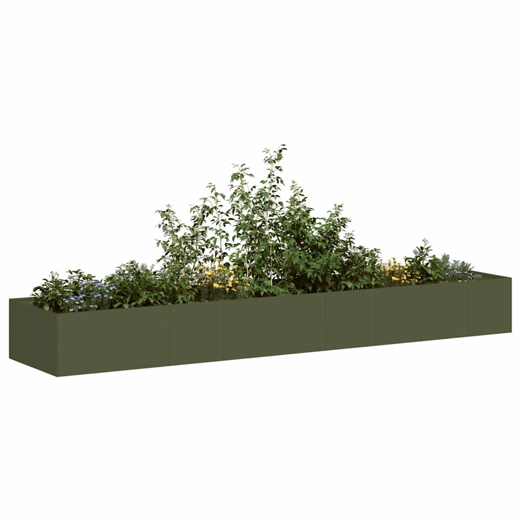 Planter 360x80x40 cm Steel Olive green
